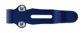 Navy blue metal clip with two silver rivets and a central slot, shown from the side.