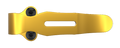 Gold CSTM clip with black hex screws and central slot, shown in side profile view.