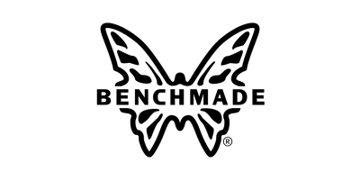 Black Benchmade logo featuring a stylized butterfly outline with the brand name across its center.