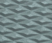 Grey geometric patterned textile with raised diamond shapes and textured surface.