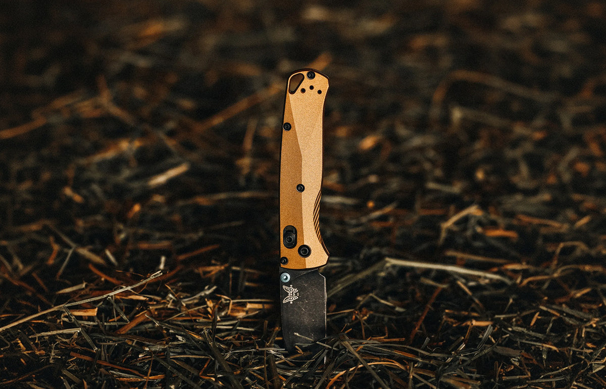 Benchmade Burnt Copper Bugout Aluminium handle everyday carry knife