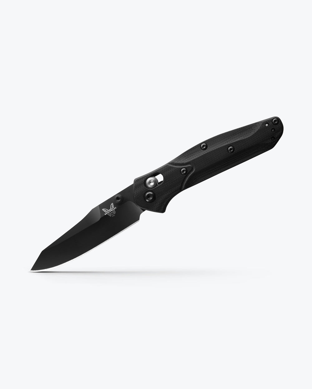 Benchmade Mini Osborne Black & Blue G10 - Angled Side View | Benchmade Knife Co.