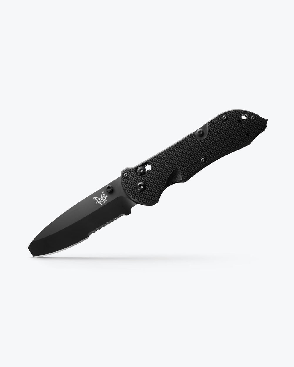 Benchmade Triage® Black G10 Tactical Knife - Diagonal Open Side View | Benchmade Knife Co.