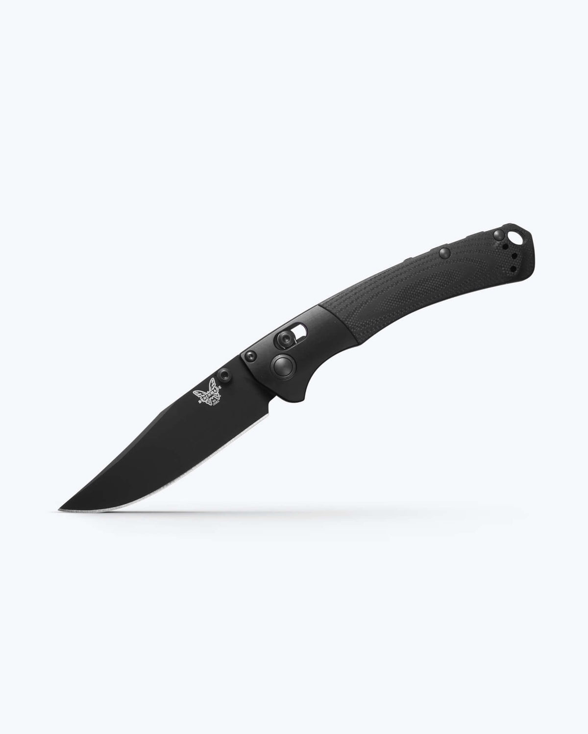 Black Custom Mini Crooked River Knife - Back Opened | Benchmade Knife Co.