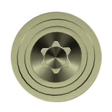 Gold anodized aluminum barrel spacer with star-shaped cutout, shown from top view.