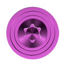 Purple anodized aluminum barrel spacer with star-shaped center, CNC-machined metallic finish.