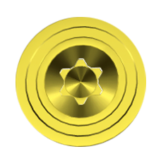 Gold custom barrel spacer with a six-pointed star cutout in the center, shown from a top-down view.
