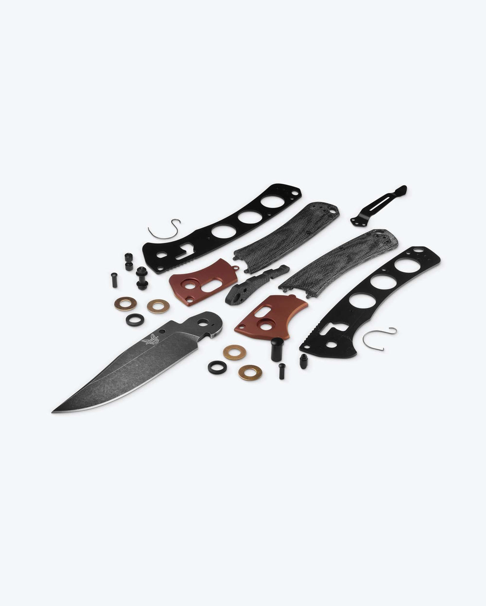 Crooked River Burnt Copper Black Micarta - Exploded Component View | Benchmade Knife Co.