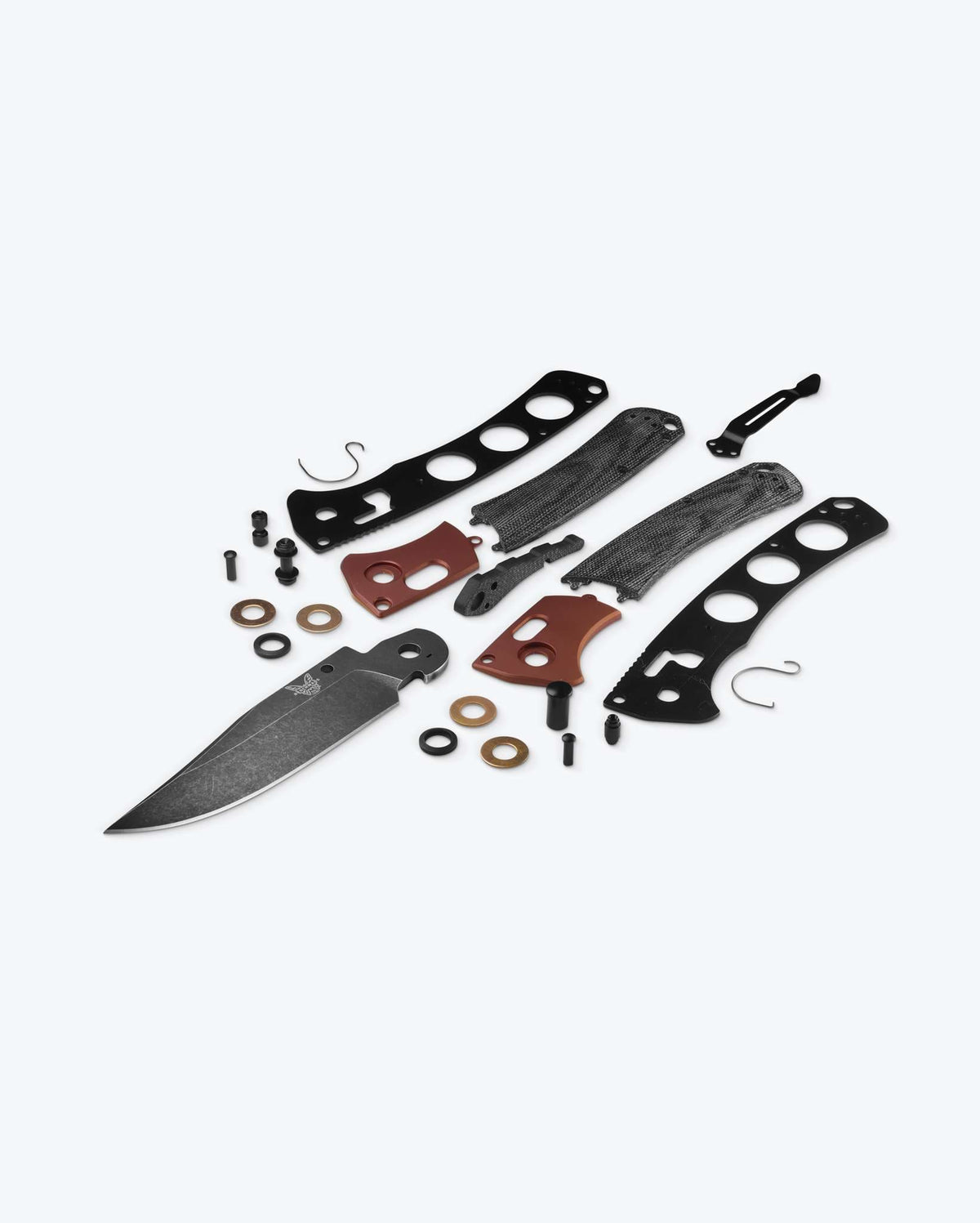 Crooked River Burnt Copper Black Micarta - Exploded Component View | Benchmade Knife Co.