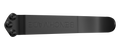 Black flat metal watch band component with three screws and engraved text, side view.