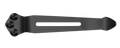Black metal CSTM clip with three screws, elongated body, central slot, and rounded tip.