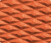 Textured orange component with a repeating dark wavy pattern, viewed from a top-down perspective.