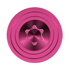 Pink custom barrel spacer with star-shaped center and concentric rings.
